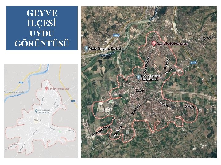 GEYVE İLÇESİ UYDU GÖRÜNTÜSÜ 