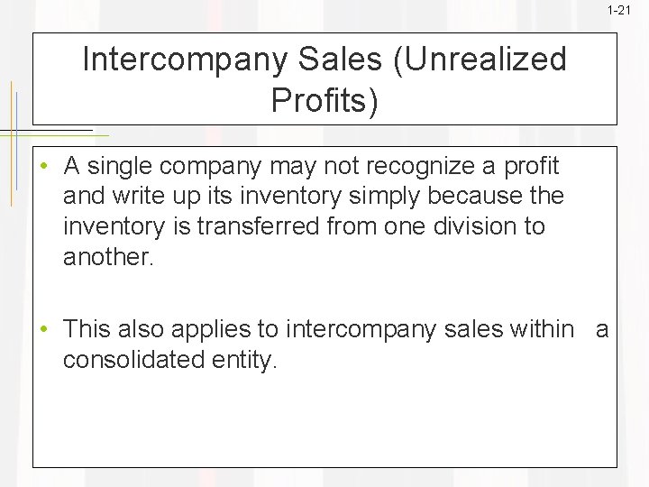 1 -21 Intercompany Sales (Unrealized Profits) • A single company may not recognize a 1 -21 Intercompany Sales (Unrealized Profits) • A single company may not recognize a