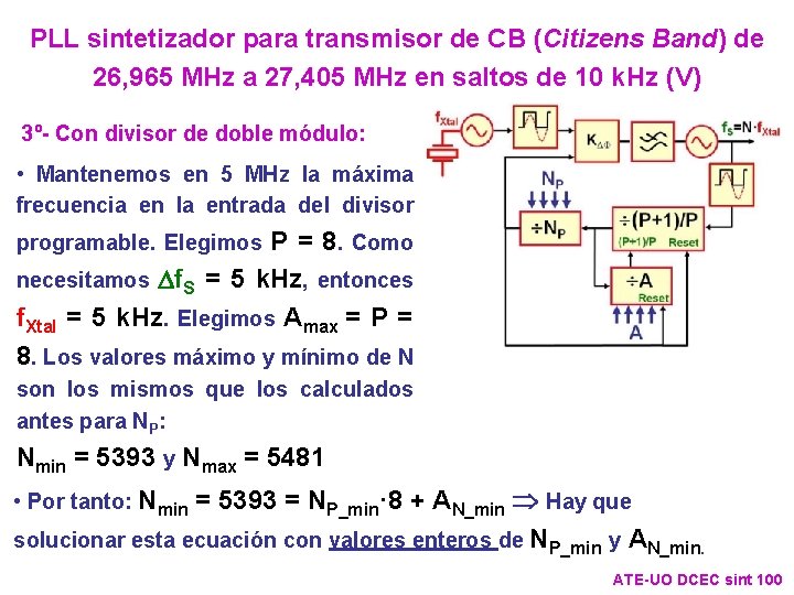 PLL sintetizador para transmisor de CB (Citizens Band) de 26, 965 MHz a 27, PLL sintetizador para transmisor de CB (Citizens Band) de 26, 965 MHz a 27,