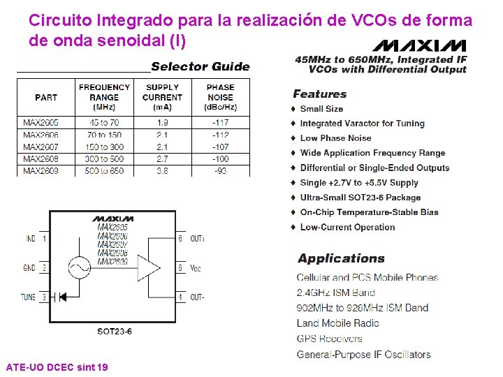 Circuito Integrado para la realización de VCOs de forma de onda senoidal (I) ATE-UO Circuito Integrado para la realización de VCOs de forma de onda senoidal (I) ATE-UO