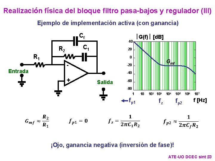 Realización física del bloque filtro pasa-bajos y regulador (III) Ejemplo de implementación activa (con Realización física del bloque filtro pasa-bajos y regulador (III) Ejemplo de implementación activa (con