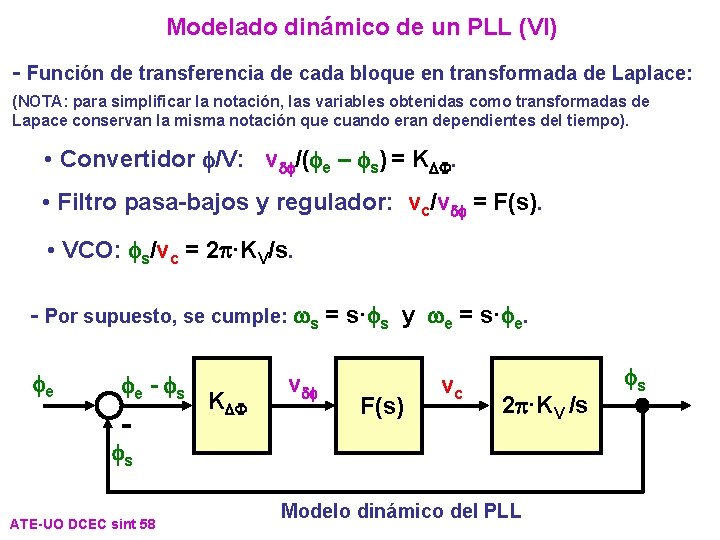 Modelado dinámico de un PLL (VI) - Función de transferencia de cada bloque en Modelado dinámico de un PLL (VI) - Función de transferencia de cada bloque en