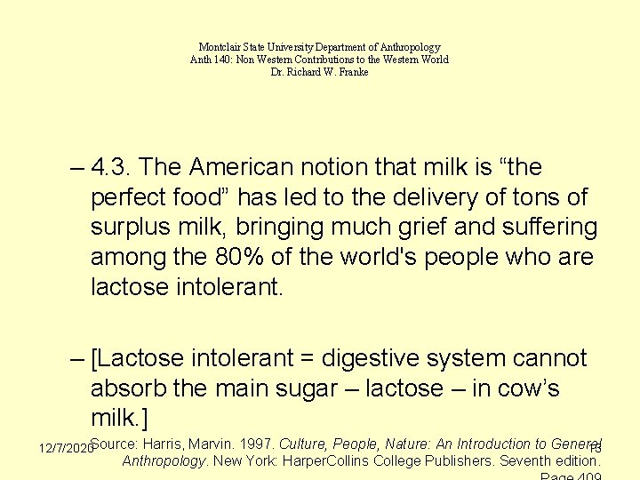 Montclair State University Department of Anthropology Anth 140: Non Western Contributions to the Western