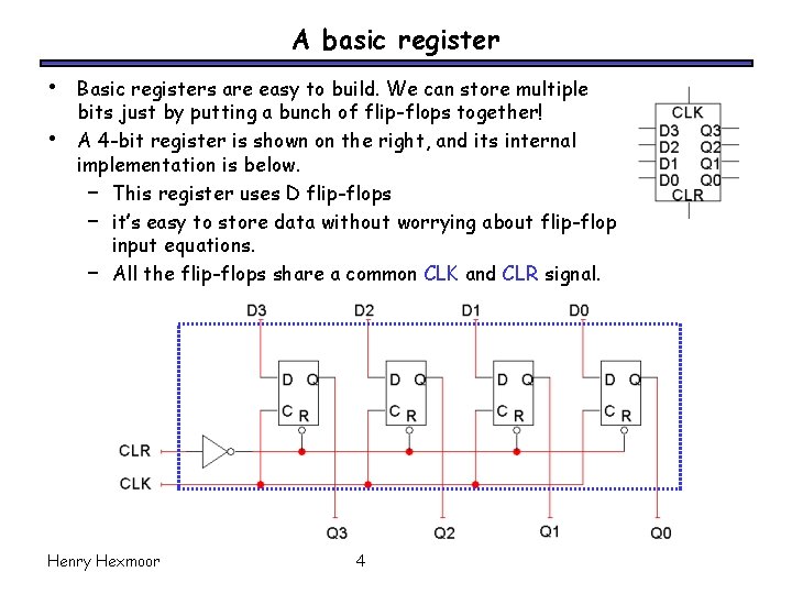 A basic register • • Basic registers are easy to build. We can store