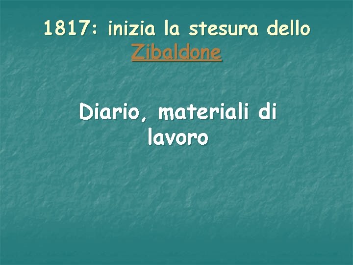 1817: inizia la stesura dello Zibaldone Diario, materiali di lavoro 