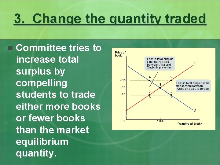 3. Change the quantity traded n Committee tries to increase total surplus by compelling