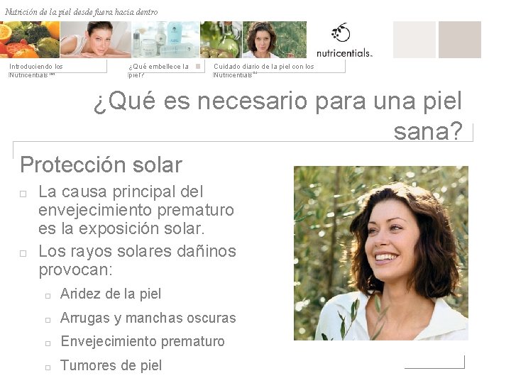 Nutrición de la desde fuera hacia dentro Nutrición depiel afuera hacia adentro Introduciendo los