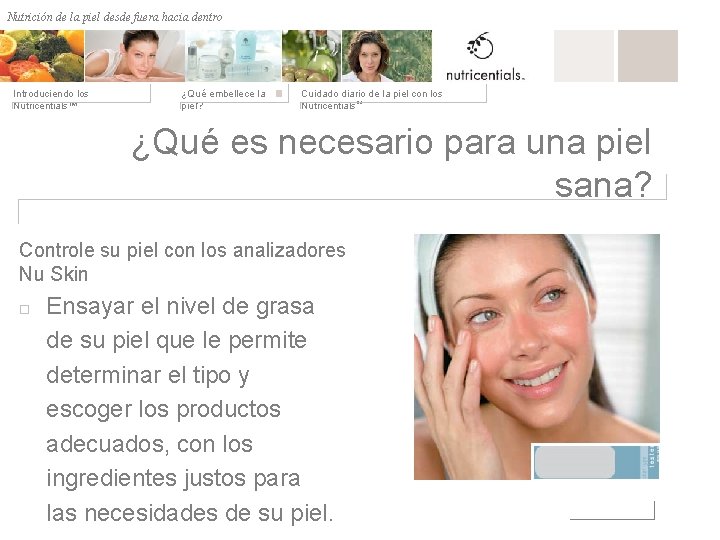 Nutrición de la desde fuera hacia dentro Nutrición depiel afuera hacia adentro Introduciendo los