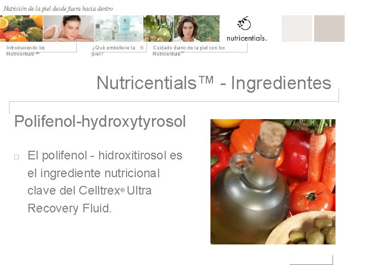 Nutrición de la desde fuera hacia dentro Nutrición depiel afuera hacia adentro Introduciendo los