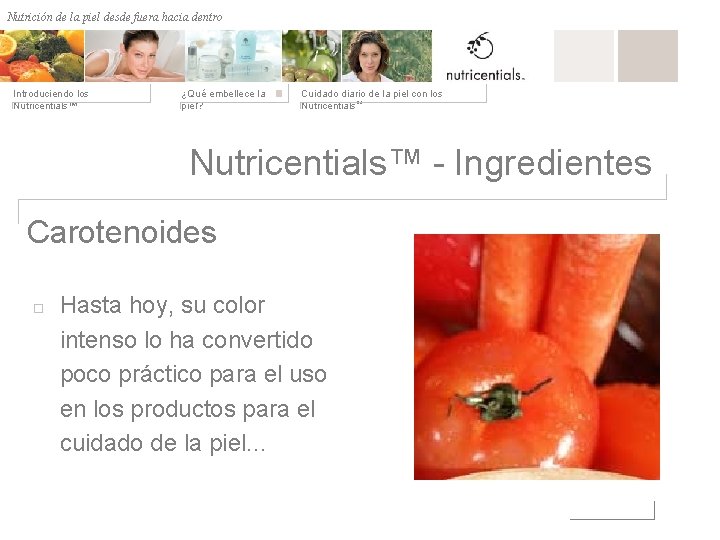 Nutrición de la desde fuera hacia dentro Nutrición depiel afuera hacia adentro Introduciendo los