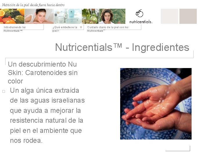 Nutrición de la desde fuera hacia dentro Nutrición depiel afuera hacia adentro Introduciendo los