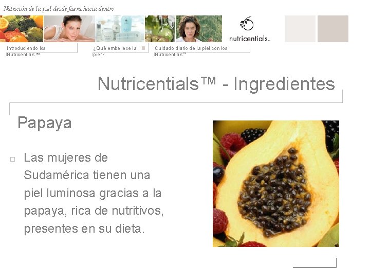 Nutrición de la desde fuera hacia dentro Nutrición depiel afuera hacia adentro Introduciendo los
