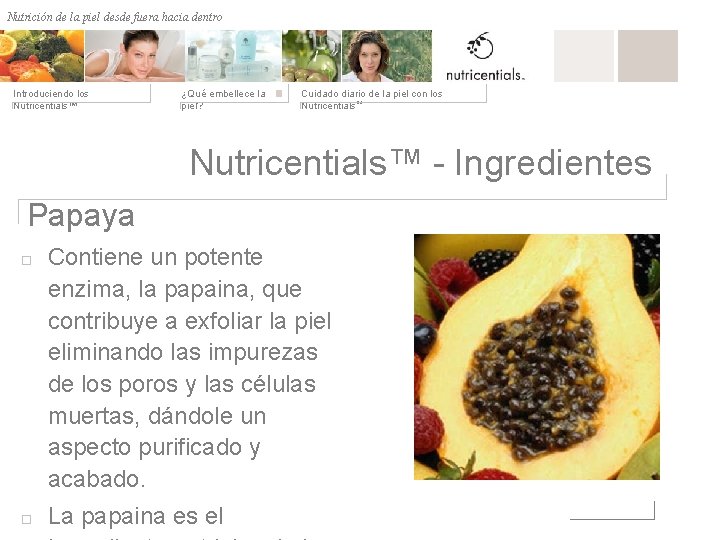 Nutrición de la desde fuera hacia dentro Nutrición depiel afuera hacia adentro Introduciendo los