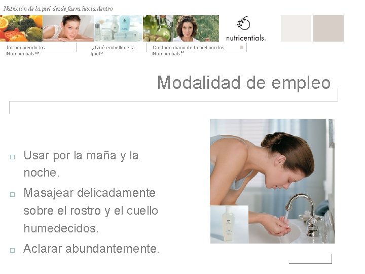 Nutrición de la desde fuera hacia dentro Nutrición depiel afuera hacia adentro Introduciendo los