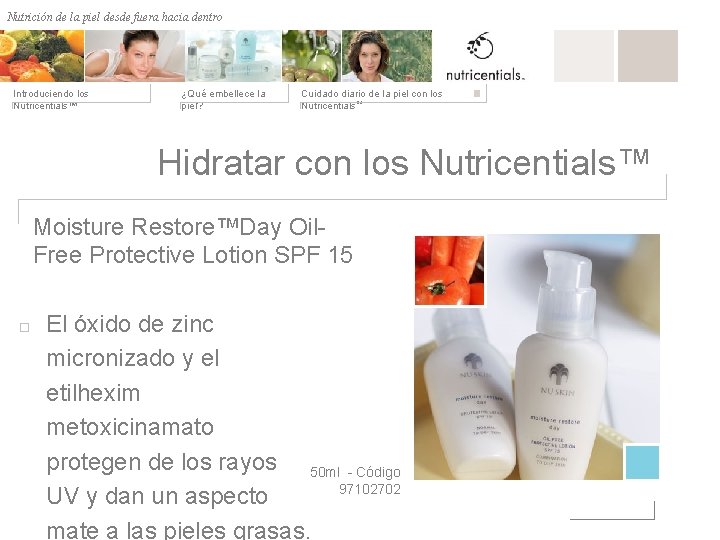 Nutrición de la desde fuera hacia dentro Nutrición depiel afuera hacia adentro Introduciendo los