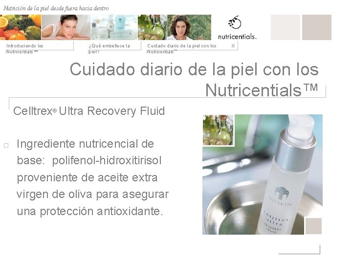 Nutrición de la desde fuera hacia dentro Nutrición depiel afuera hacia adentro Introduciendo los