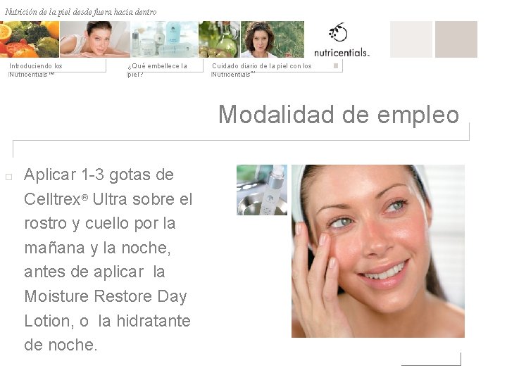 Nutrición de la desde fuera hacia dentro Nutrición depiel afuera hacia adentro Introduciendo los