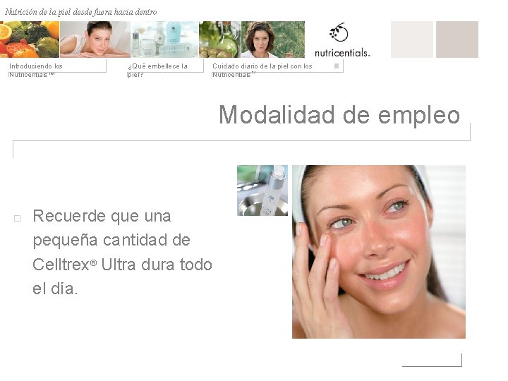 Nutrición de la desde fuera hacia dentro Nutrición depiel afuera hacia adentro Introduciendo los