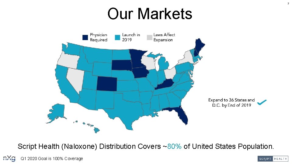 7 Our Markets Script Health (Naloxone) Distribution Covers ~80% of United States Population. Q