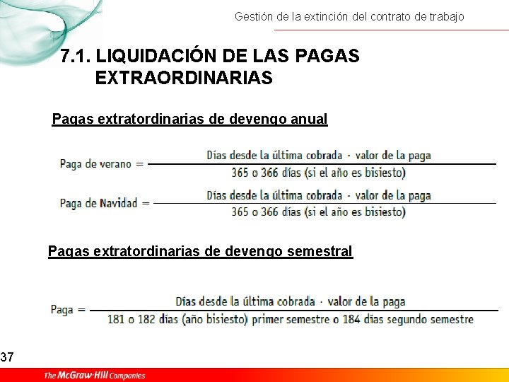 37 Gestión de la extinción del contrato de trabajo 7. 1. LIQUIDACIÓN DE LAS