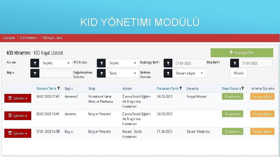 KID YÖNETIMI MODÜLÜ 