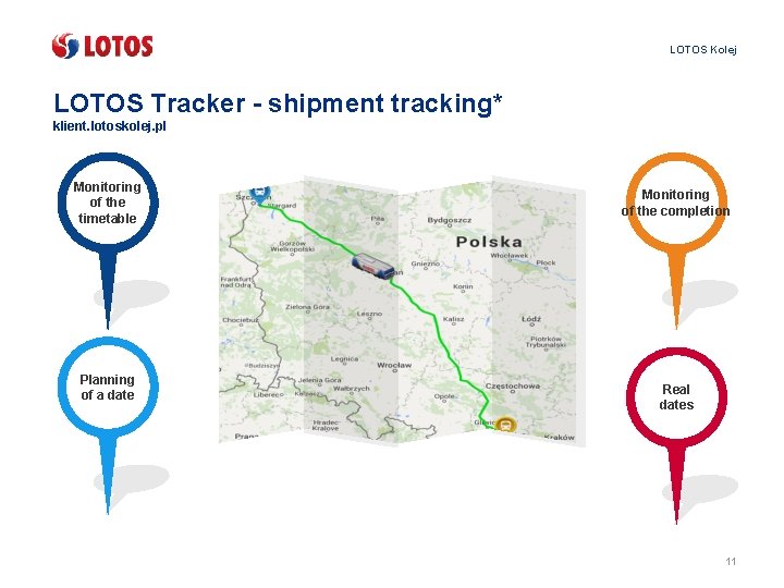 LOTOS Kolej LOTOS Tracker - shipment tracking* klient. lotoskolej. pl Monitoring of the timetable