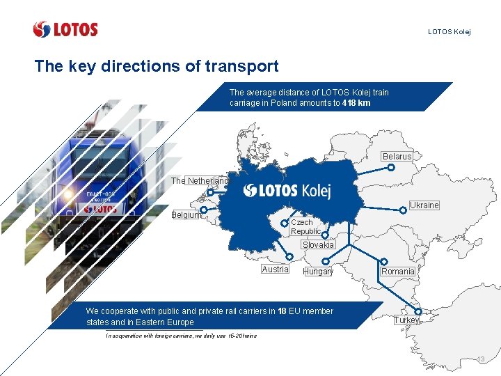 LOTOS Kolej The key directions of transport The average distance of LOTOS Kolej train