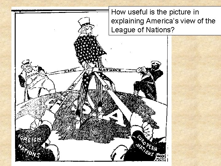How useful is the picture in explaining America’s view of the League of Nations?