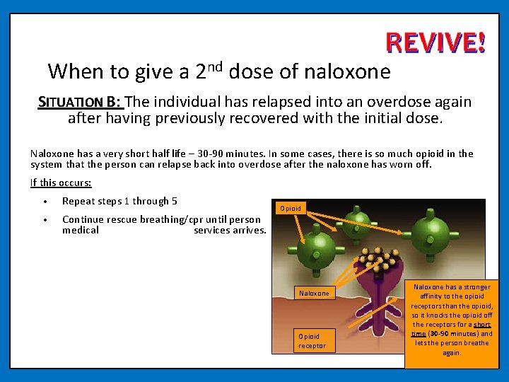 When to give a 2 nd dose of naloxone SITUATION B: The individual has