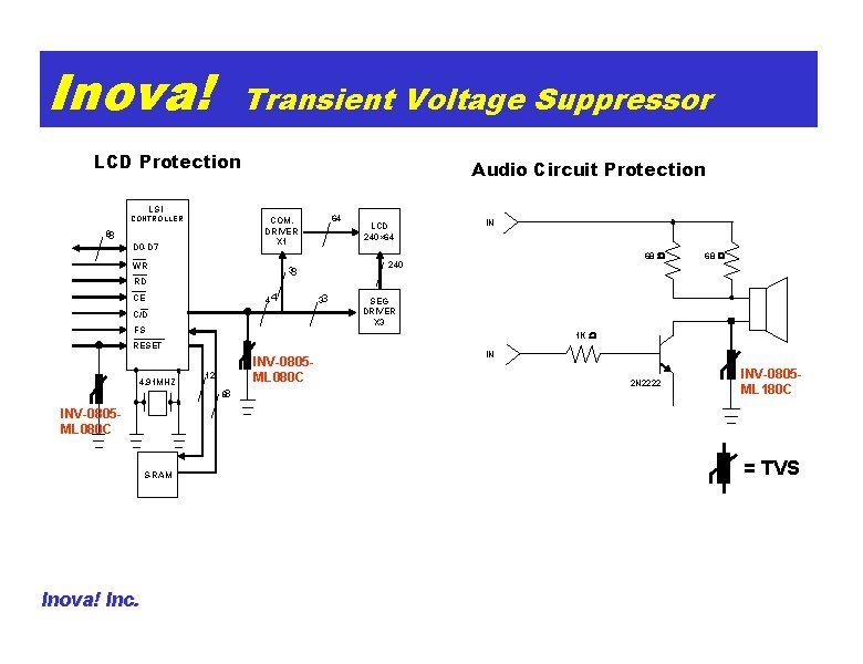 Inova! Transient Voltage Suppressor LCD Protection Audio Circuit Protection LSI CONTROLLER 88 D 0