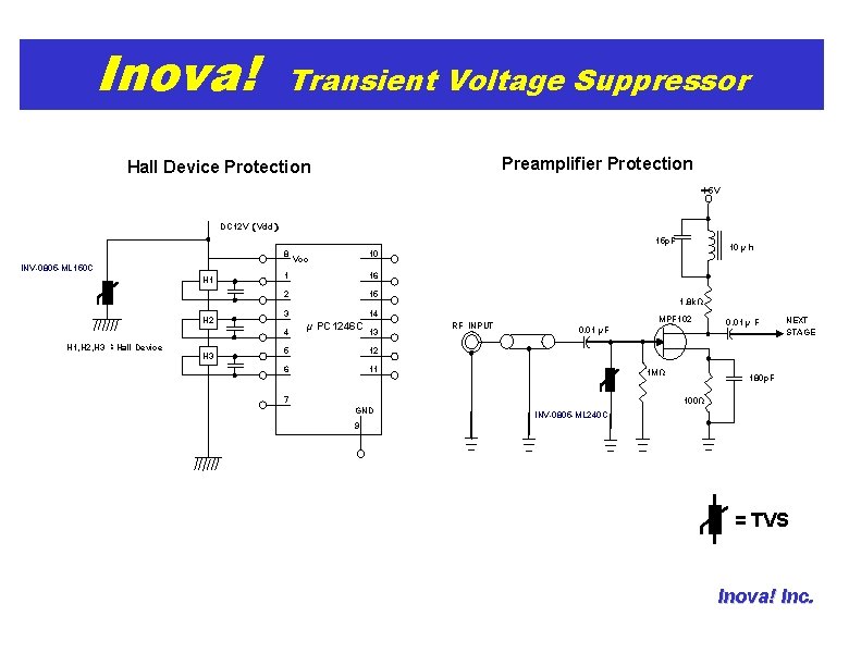 Inova! Transient Voltage Suppressor Preamplifier Protection Hall Device Protection ＋5 V DC 12 V（Vdd）