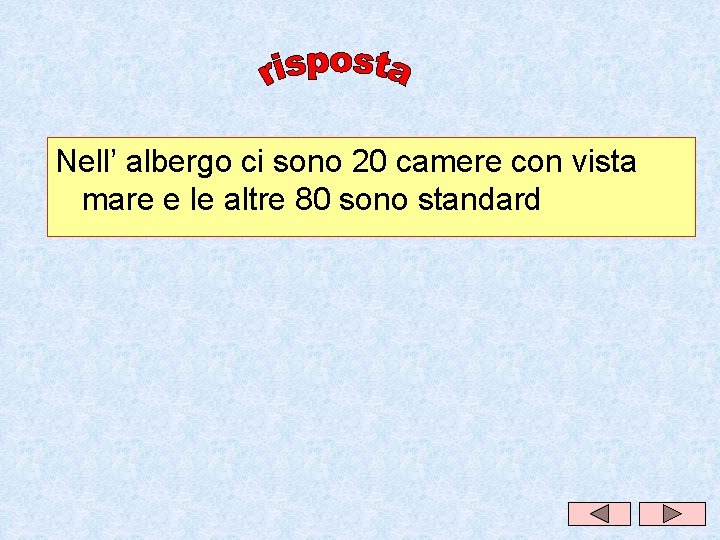 Nell’ albergo ci sono 20 camere con vista mare e le altre 80 sono Nell’ albergo ci sono 20 camere con vista mare e le altre 80 sono