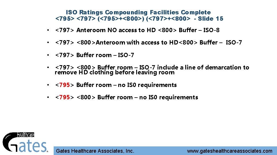 ISO Ratings Compounding Facilities Complete <795> <797> (<795>+<800>) (<797>+<800> - Slide 15 • <797>