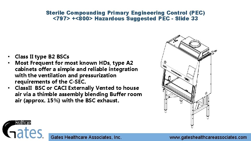 Sterile Compounding Primary Engineering Control (PEC) <797> +<800> Hazardous Suggested PEC - Slide 33