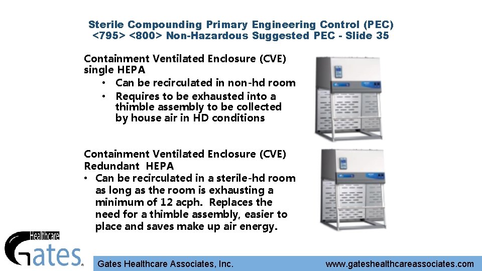 Sterile Compounding Primary Engineering Control (PEC) <795> <800> Non-Hazardous Suggested PEC - Slide 35