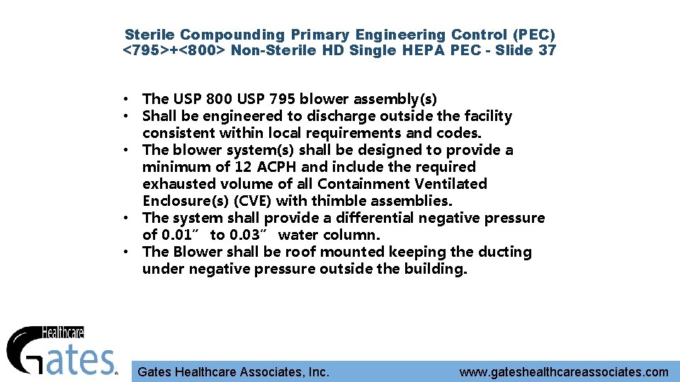 Sterile Compounding Primary Engineering Control (PEC) <795>+<800> Non-Sterile HD Single HEPA PEC - Slide