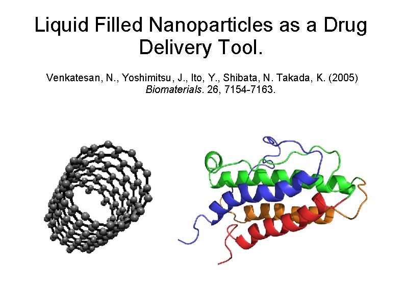 Liquid Filled Nanoparticles as a Drug Delivery Tool. Venkatesan, N. , Yoshimitsu, J. ,