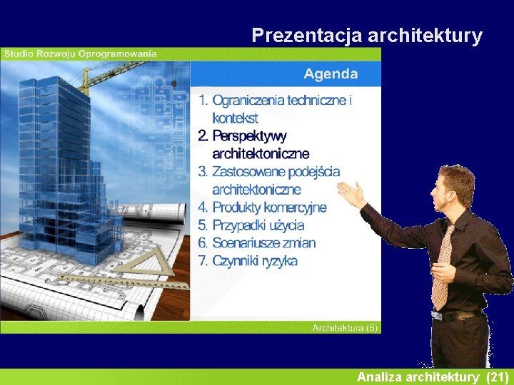 Inżynieria oprogramowania II Prezentacja architektury Analiza architektury (21) 