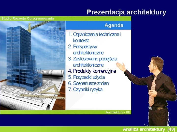 Inżynieria oprogramowania II Prezentacja architektury Analiza architektury (40) 