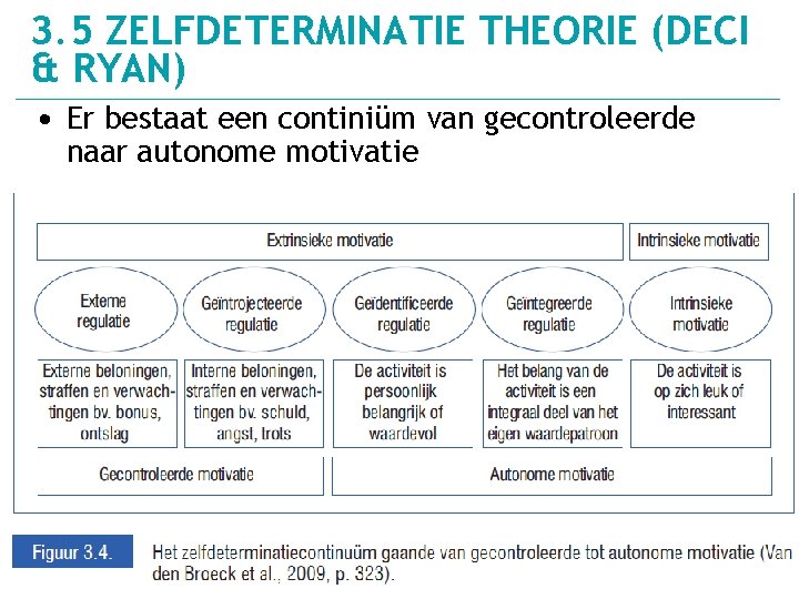 3. 5 ZELFDETERMINATIE THEORIE (DECI & RYAN) • Er bestaat een continiüm van gecontroleerde