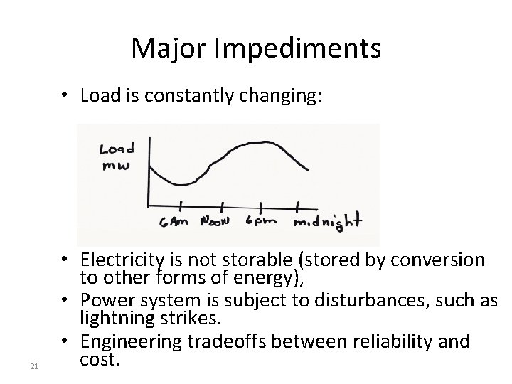 Major Impediments • Load is constantly changing: 21 • Electricity is not storable (stored Major Impediments • Load is constantly changing: 21 • Electricity is not storable (stored