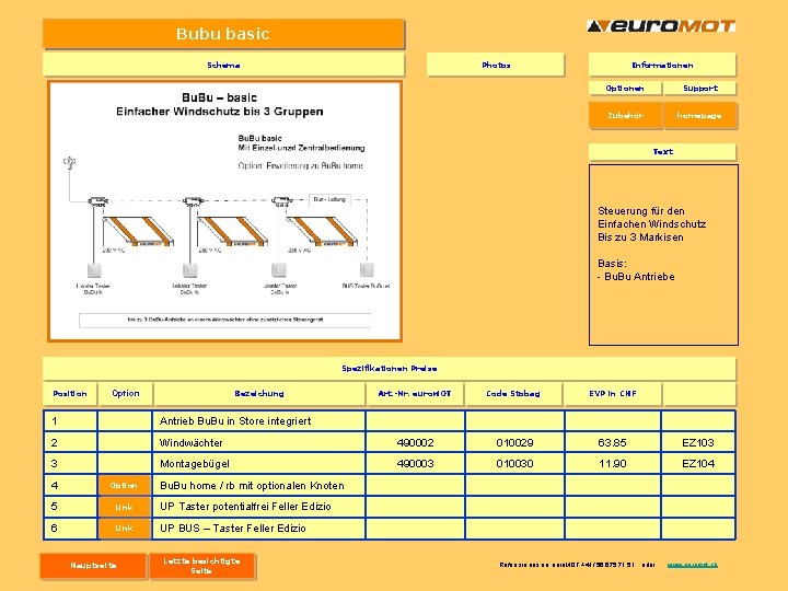 Bubu basic Schema Photos Informationen Optionen Support Zubehör homepage Text Steuerung für den Einfachen Bubu basic Schema Photos Informationen Optionen Support Zubehör homepage Text Steuerung für den Einfachen