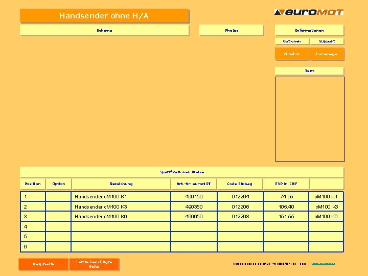 Handsender ohne H/A Schema Photos Informationen Optionen Support Zubehör homepage Text Spezifikationen Preise Position Handsender ohne H/A Schema Photos Informationen Optionen Support Zubehör homepage Text Spezifikationen Preise Position
