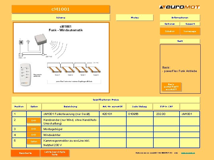c. M 1001 Schema Photos Informationen Optionen Support Zubehör homepage Text Basis: - power. c. M 1001 Schema Photos Informationen Optionen Support Zubehör homepage Text Basis: - power.