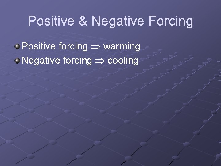 Positive & Negative Forcing Positive forcing warming Negative forcing cooling Positive & Negative Forcing Positive forcing warming Negative forcing cooling