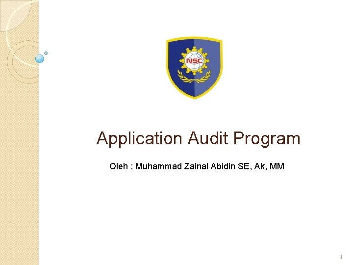 Application Audit Program Oleh : Muhammad Zainal Abidin SE, Ak, MM 1 