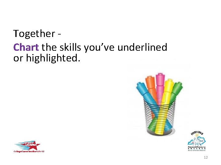 Together Chart the skills you’ve underlined or highlighted. 12 