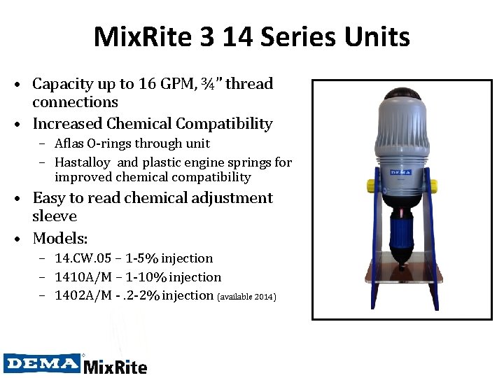 Mix. Rite 3 14 Series Units • Capacity up to 16 GPM, ¾” thread