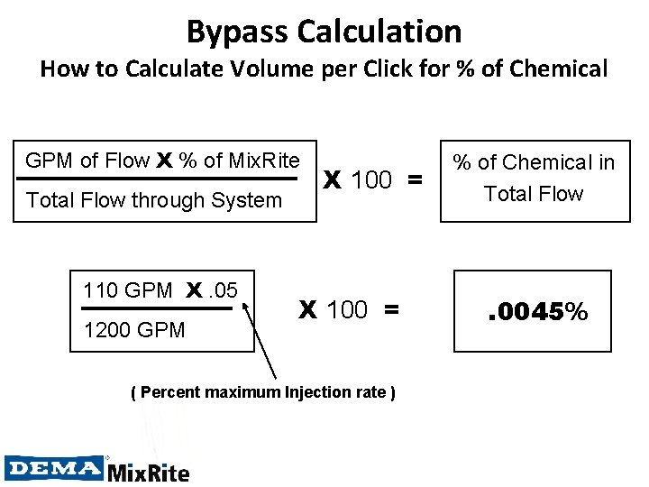 Bypass Calculation How to Calculate Volume per Click for % of Chemical GPM of