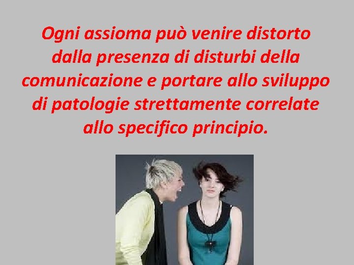 Ogni assioma può venire distorto dalla presenza di disturbi della comunicazione e portare allo